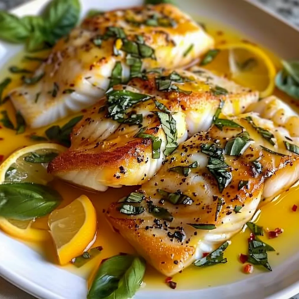 Pan Fried Cod in a Citrus and Basil Butter Sauce