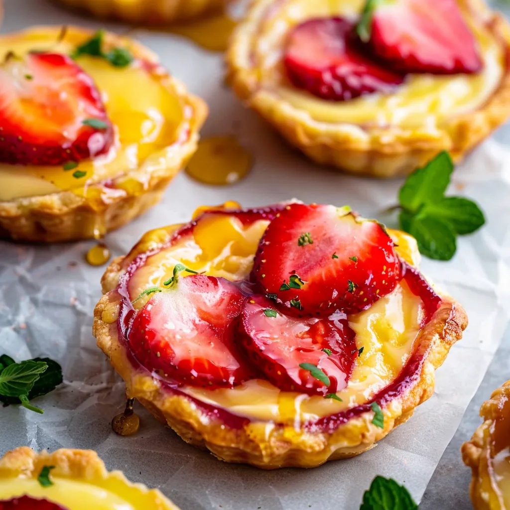 Strawberry Honey Custard Tarts with Lemon Curd