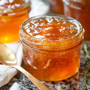 Homemade apple jelly with thyme