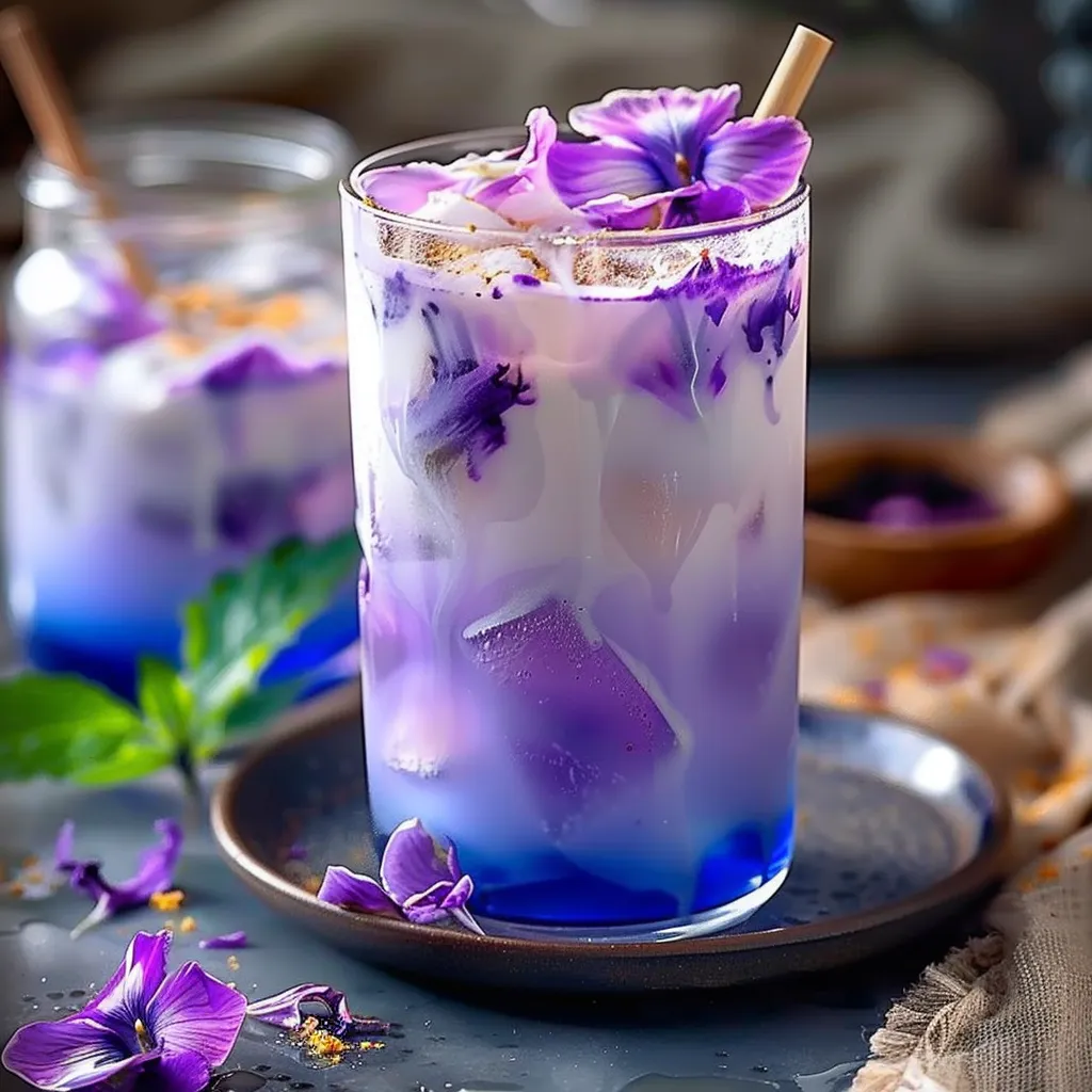 Iced Butterfly Pea Flower Tea Latte