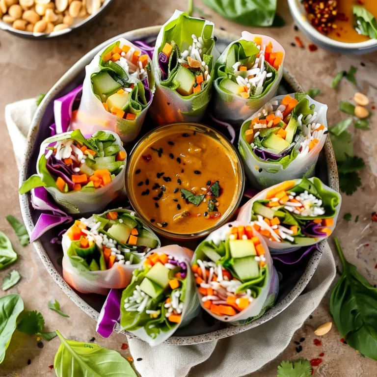 Vegetable Spring Rolls with Peanut Sauce