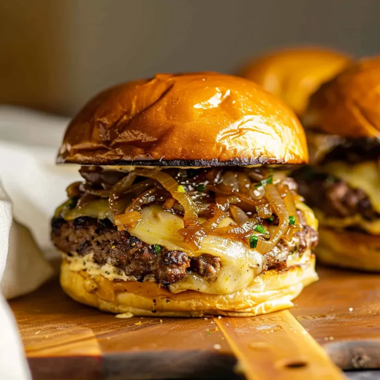 Beef Sliders with caramelized onions and Swiss cheese