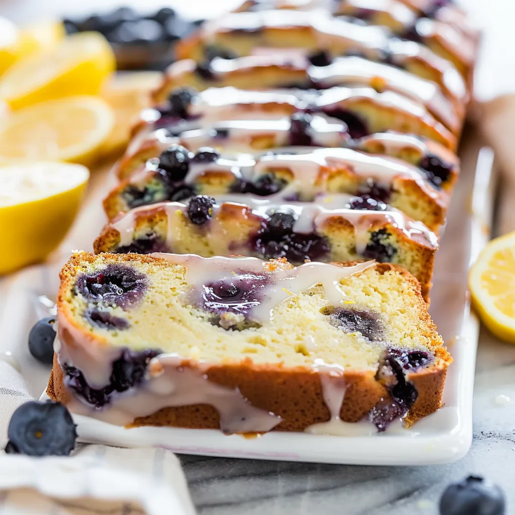 Blueberry Lemon Loaf with a thick sugary glaze