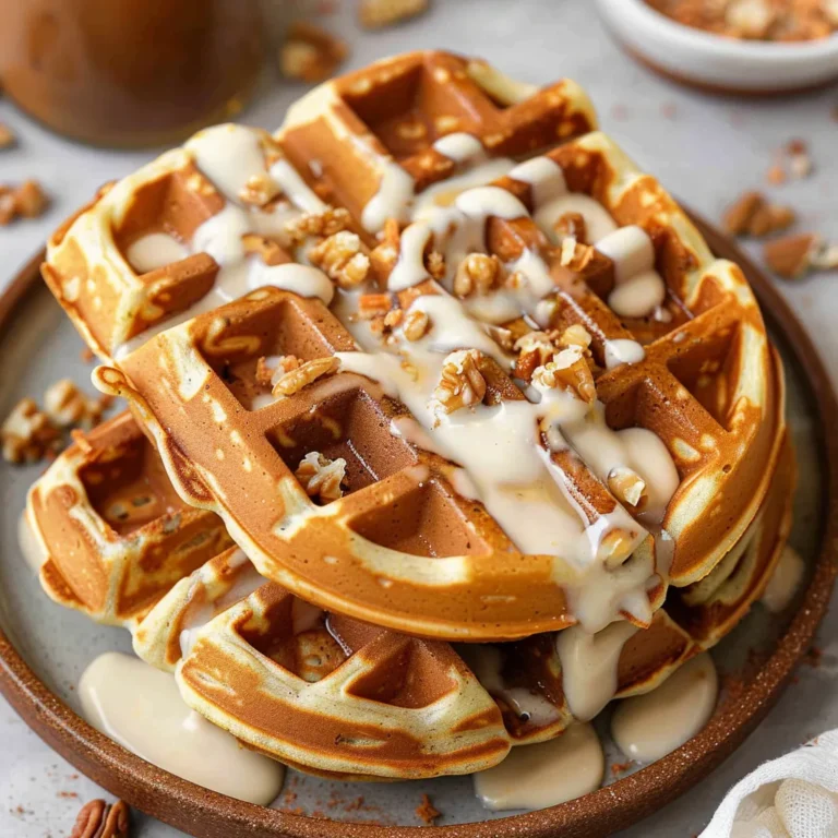 Carrot Cake Waffles with Cream Cheese Drizzle