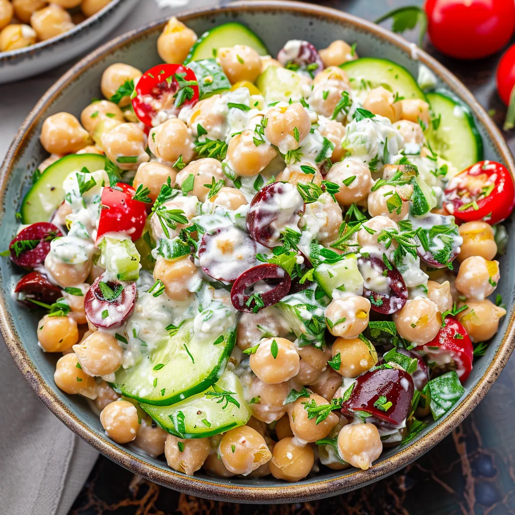 Greek Chickpea Salad Bowls with Homemade Tzatziki