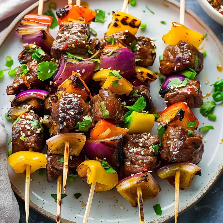 Grilled Teriyaki Beef Skewers with Bell Peppers