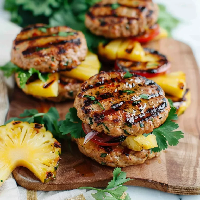 Grilled Turkey Burgers with Grilled Pineapple