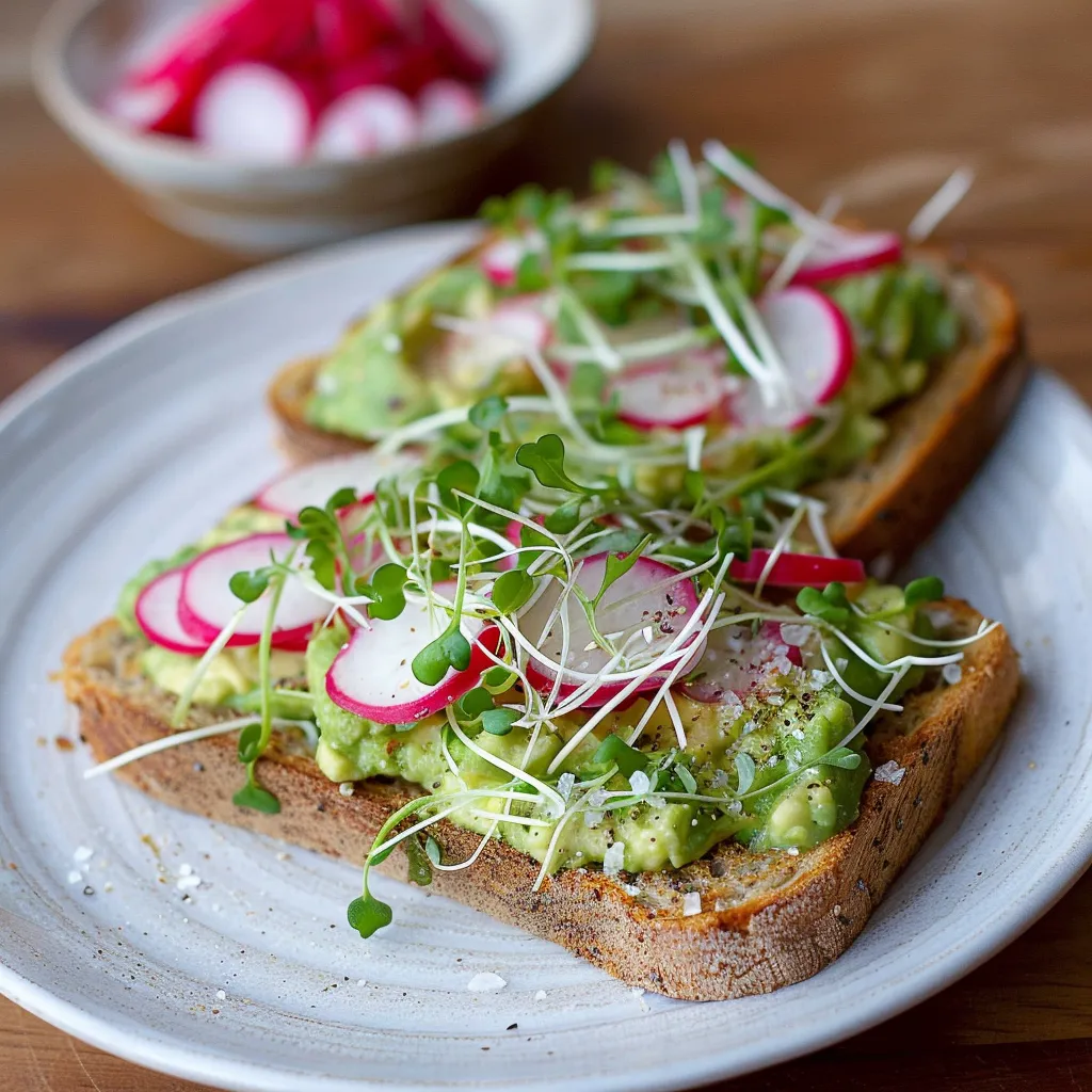 Radish and Avocado Toast with Microgreens and Sea Salt