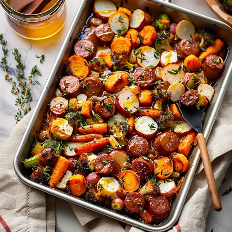Sheet Pan Sausage and Veggies with Maple Dijon Sauce