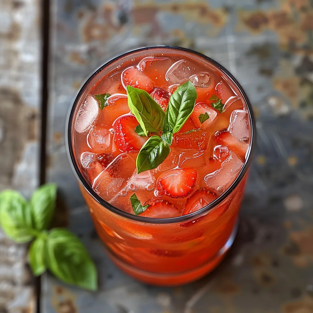 Strawberry Basil Infused Iced Tea