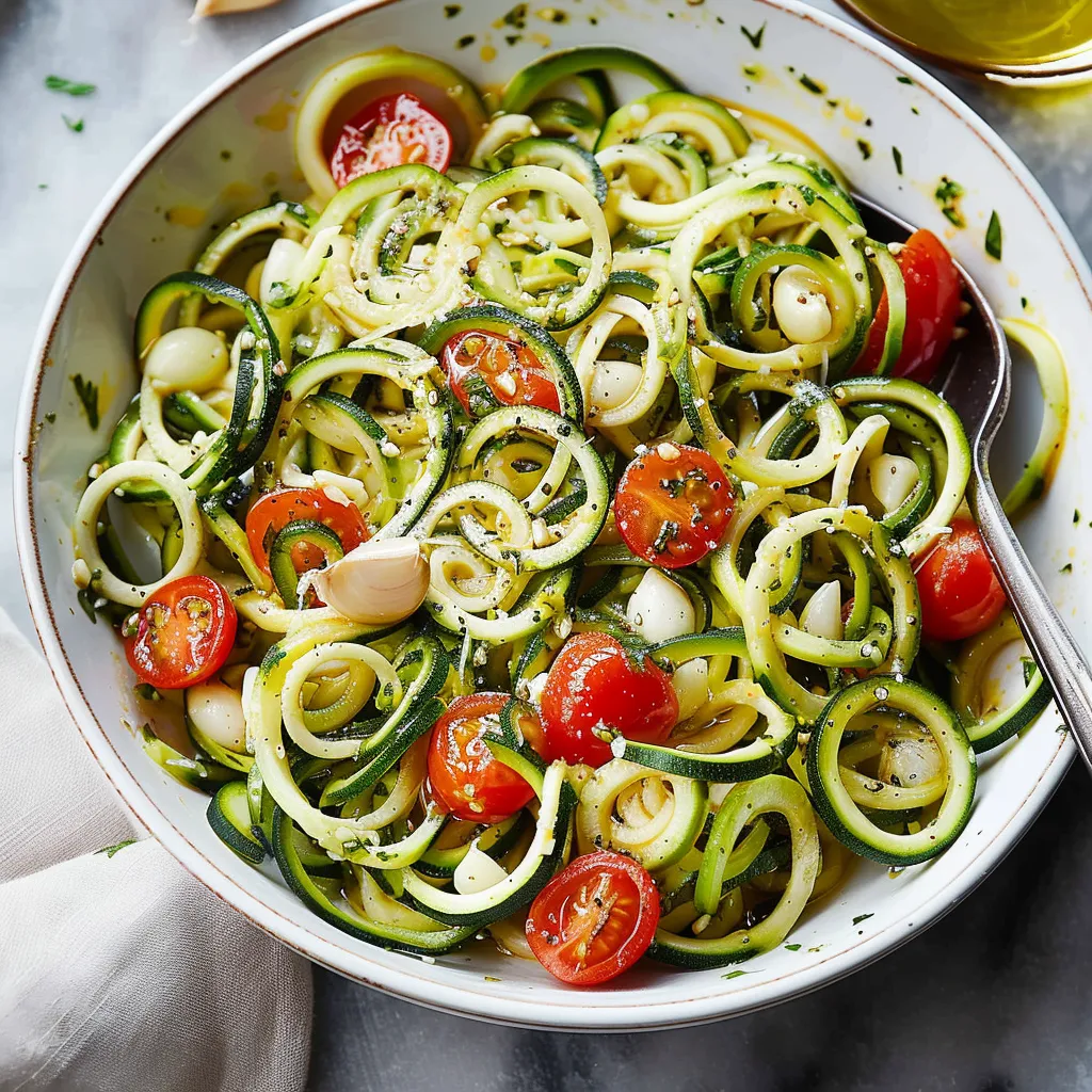 Zucchini Zoodles with Cherry Tomatoes & Garlic