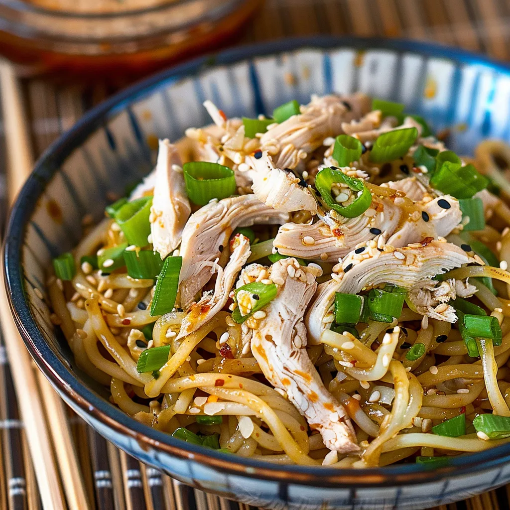 Cold Noodles with Shredded Chicken and Sesame Sauce