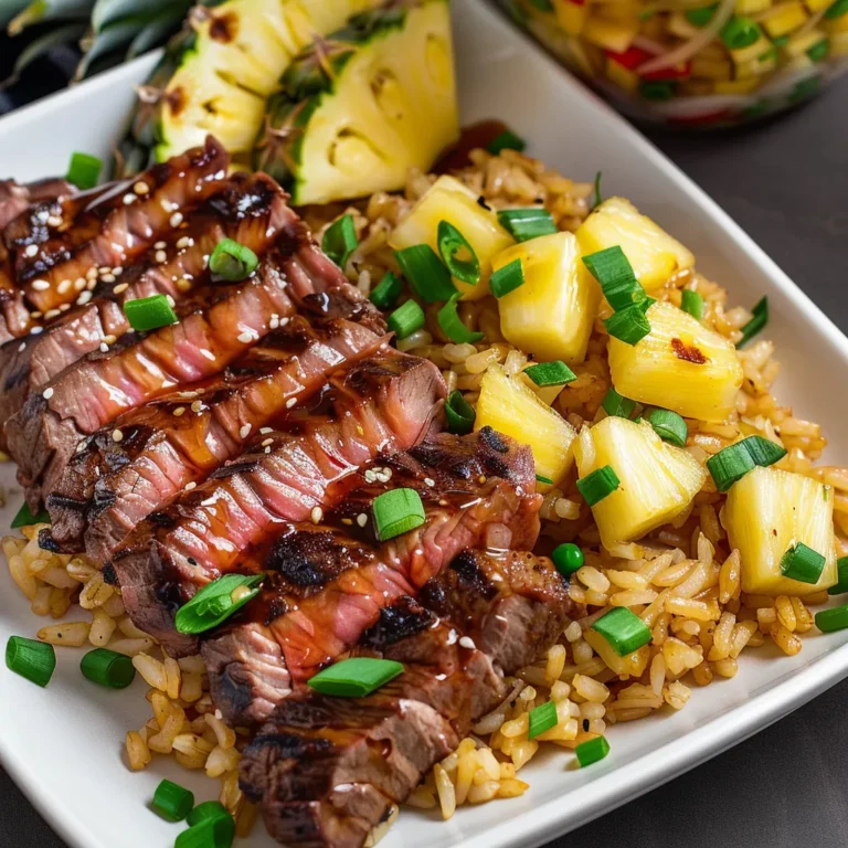 Grilled Hawaiian Teriyaki Beef with Pineapple and Garlic Fried Rice
