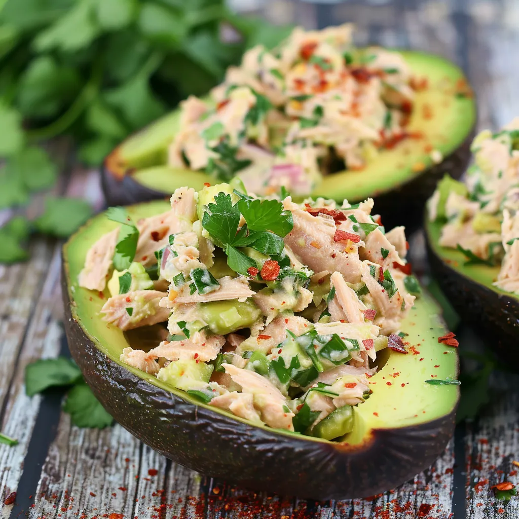 Classic Tuna Salad in Avocado Halves