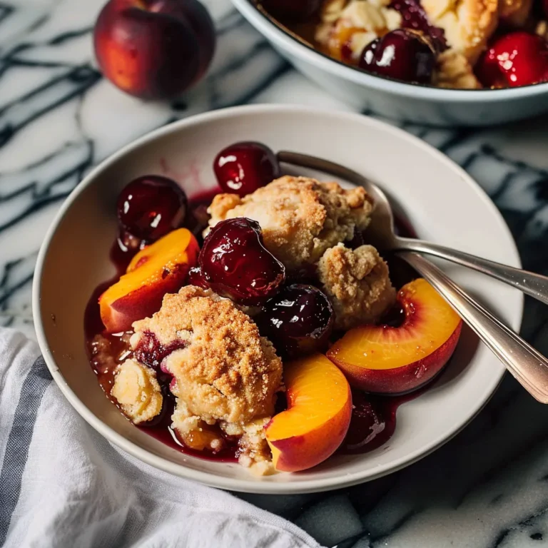 Cherry and Peach Cornmeal Cobbler