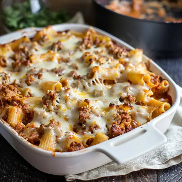 Baked Ziti with Ground Turkey and a three-cheese blend