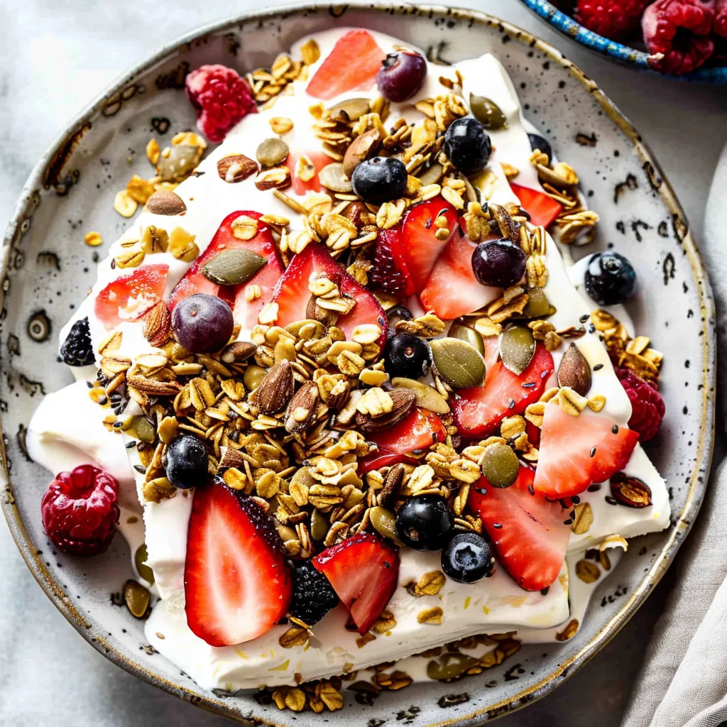 Frozen Yogurt Bark with Mixed Berries and Granola
