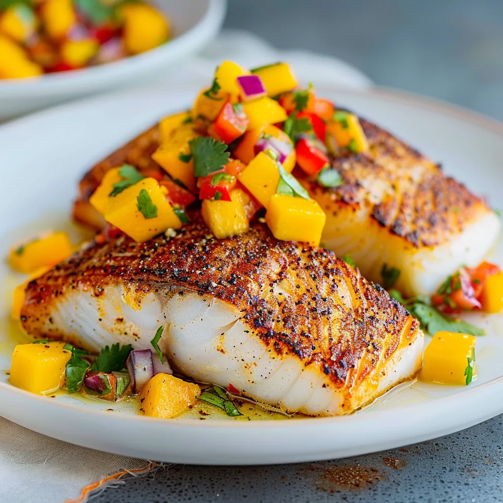 Grilled Sea Bass with a Fresh Mango-Habanero Salsa