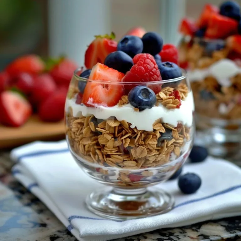 red white and blue yogurt parfaits