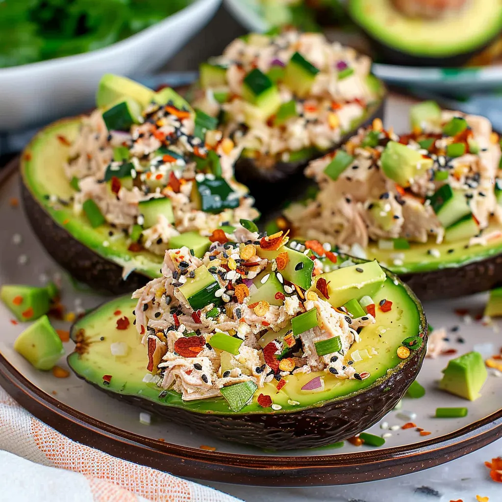Tuna-Stuffed Avocados with Everything Bagel Seasoning