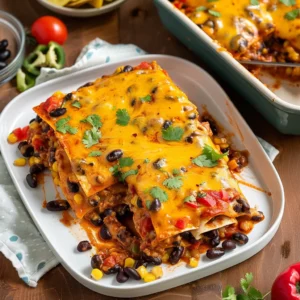 Beef & Bean Enchilada Casserole