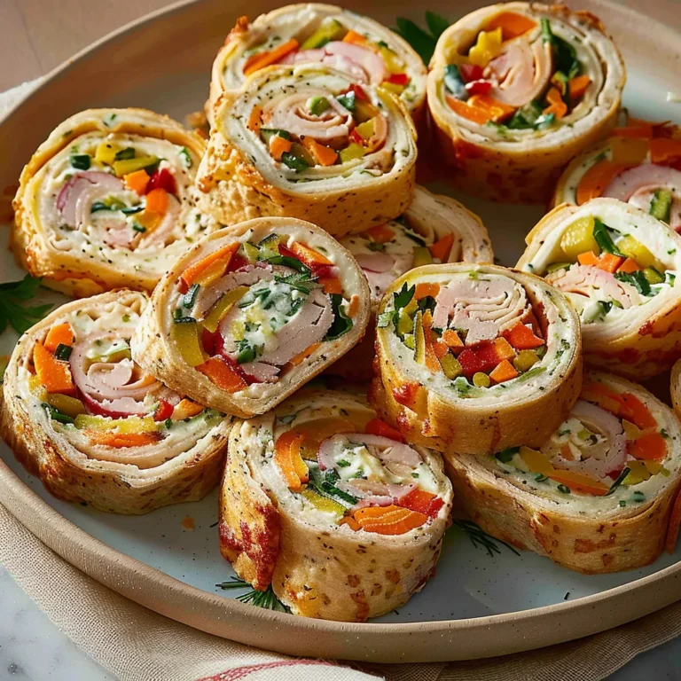 Turkey & Provolone Pinwheels with garden veggie cream cheese