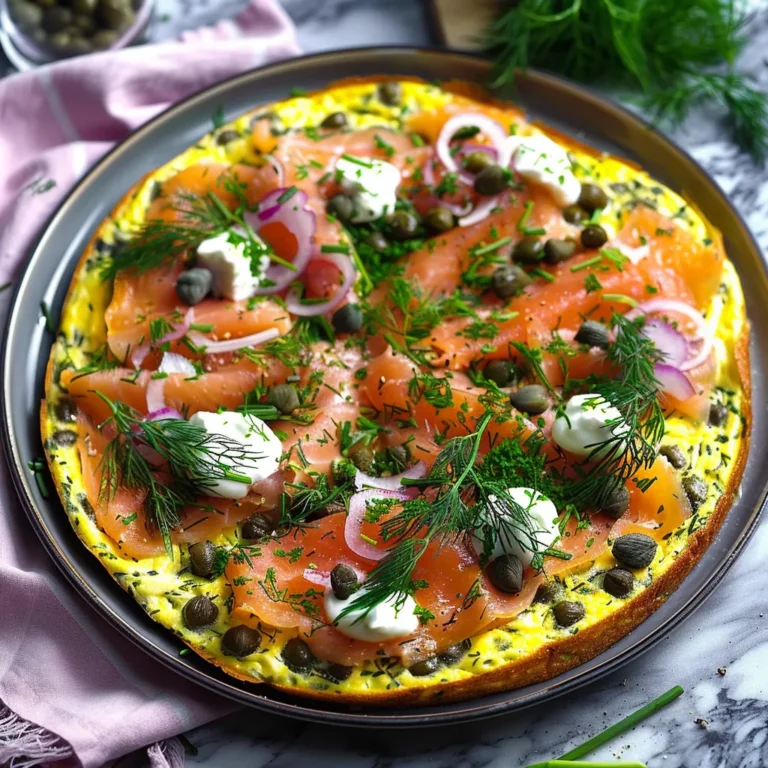 Smoked Salmon Frittata with capers and fresh dill