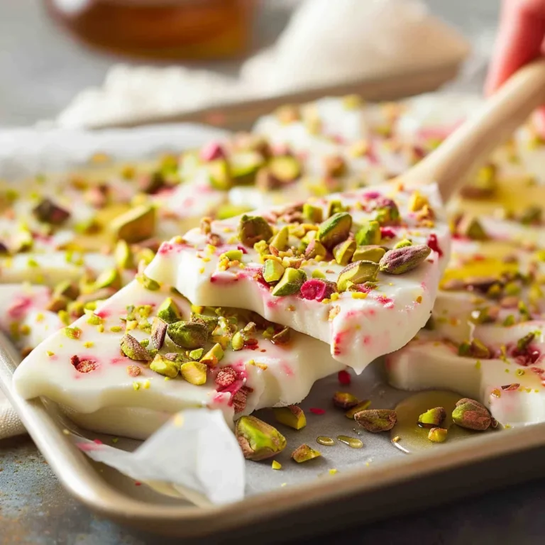 Frozen Greek Yogurt Bark with honey and pistachios