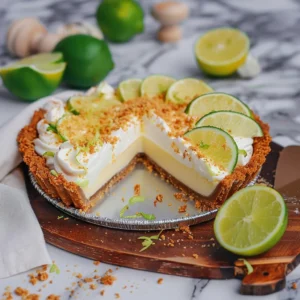 Key Lime Pie with a graham cracker crust and whipped cream