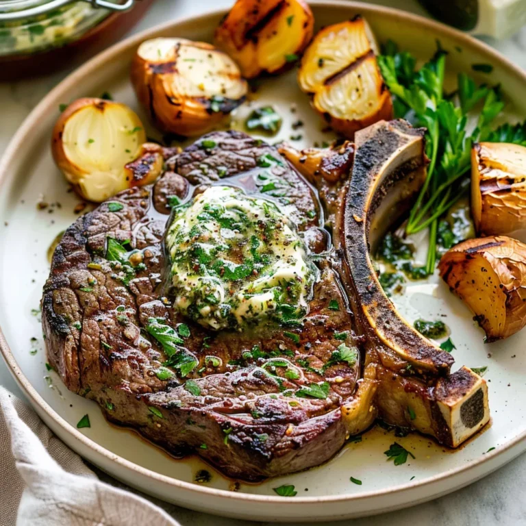 Grilled Ribeye Steak with a homemade garlic-herb butter