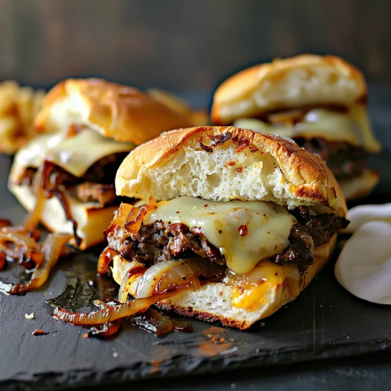 Classic Beef Sliders with melted cheddar and caramelized onions