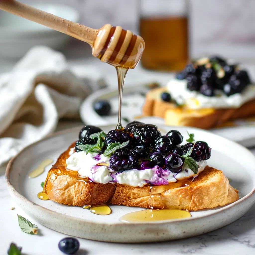 Blueberry Sourdough Toast with ricotta and honey