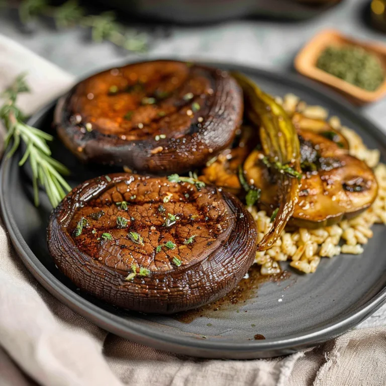 Vegetarian Portobello Steaks with a garlic-herb rub
