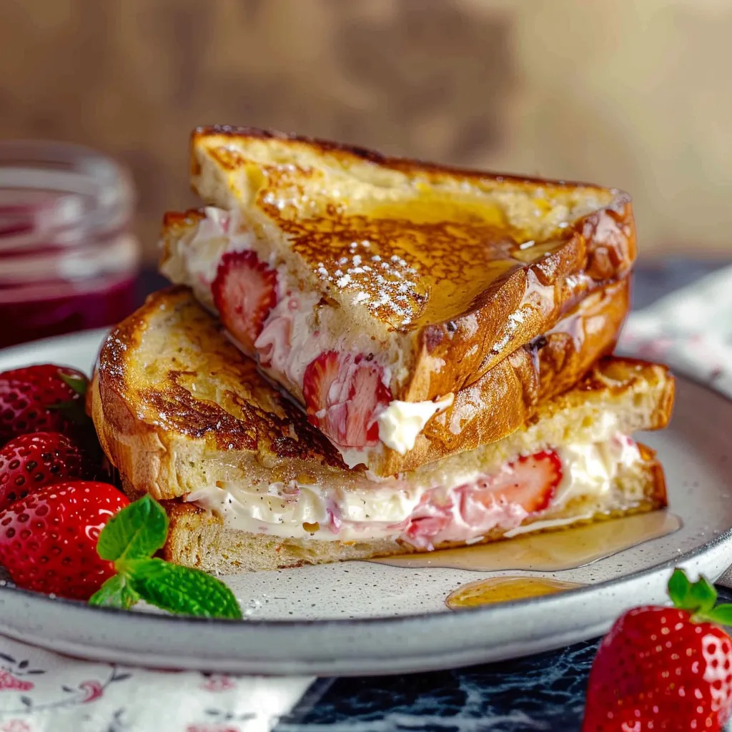 Strawberry Cream Cheese Stuffed French Toast