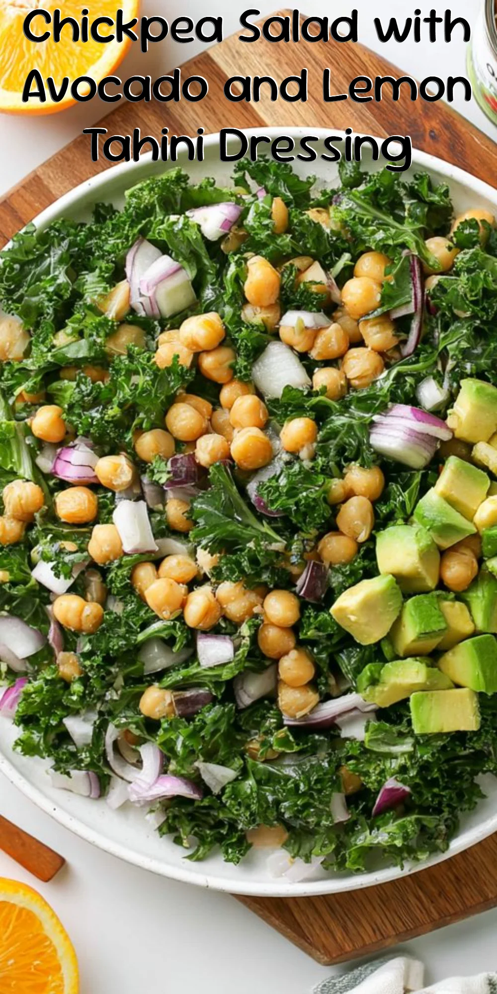 Chickpea Salad with Avocado and Lemon Tahini Dressing