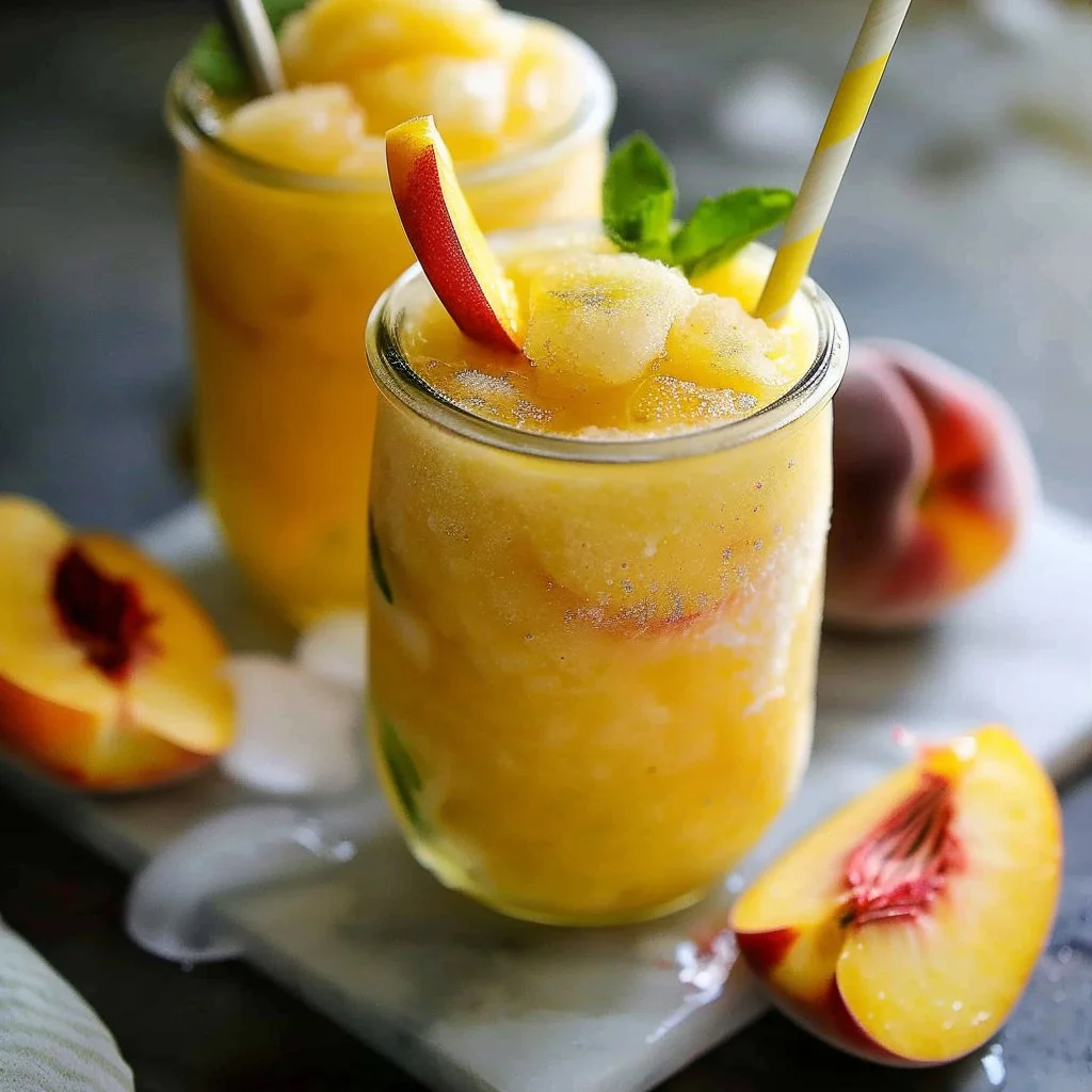 Frozen Peach Lemonade Slushies