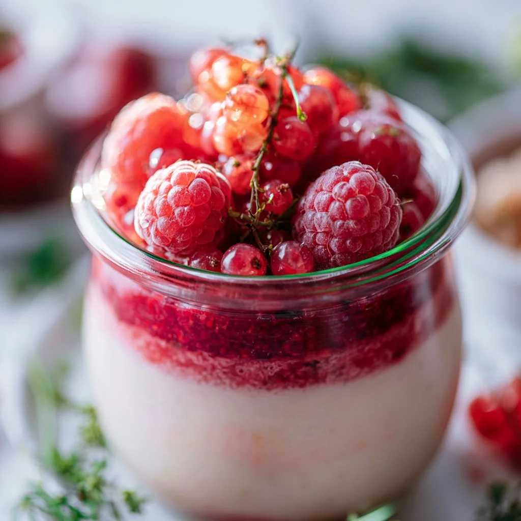 No-bake raspberry cheesecake jars served as dessert cups