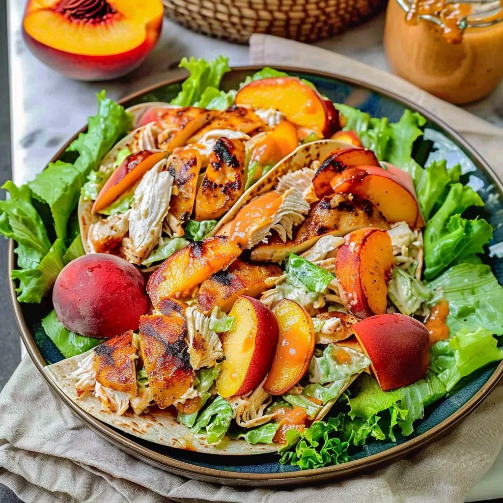 Chilled Peach & Chicken Salad Wraps