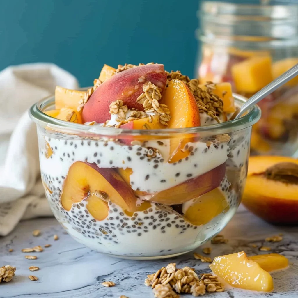 Peaches & Cream Overnight Chia Yogurt Parfait