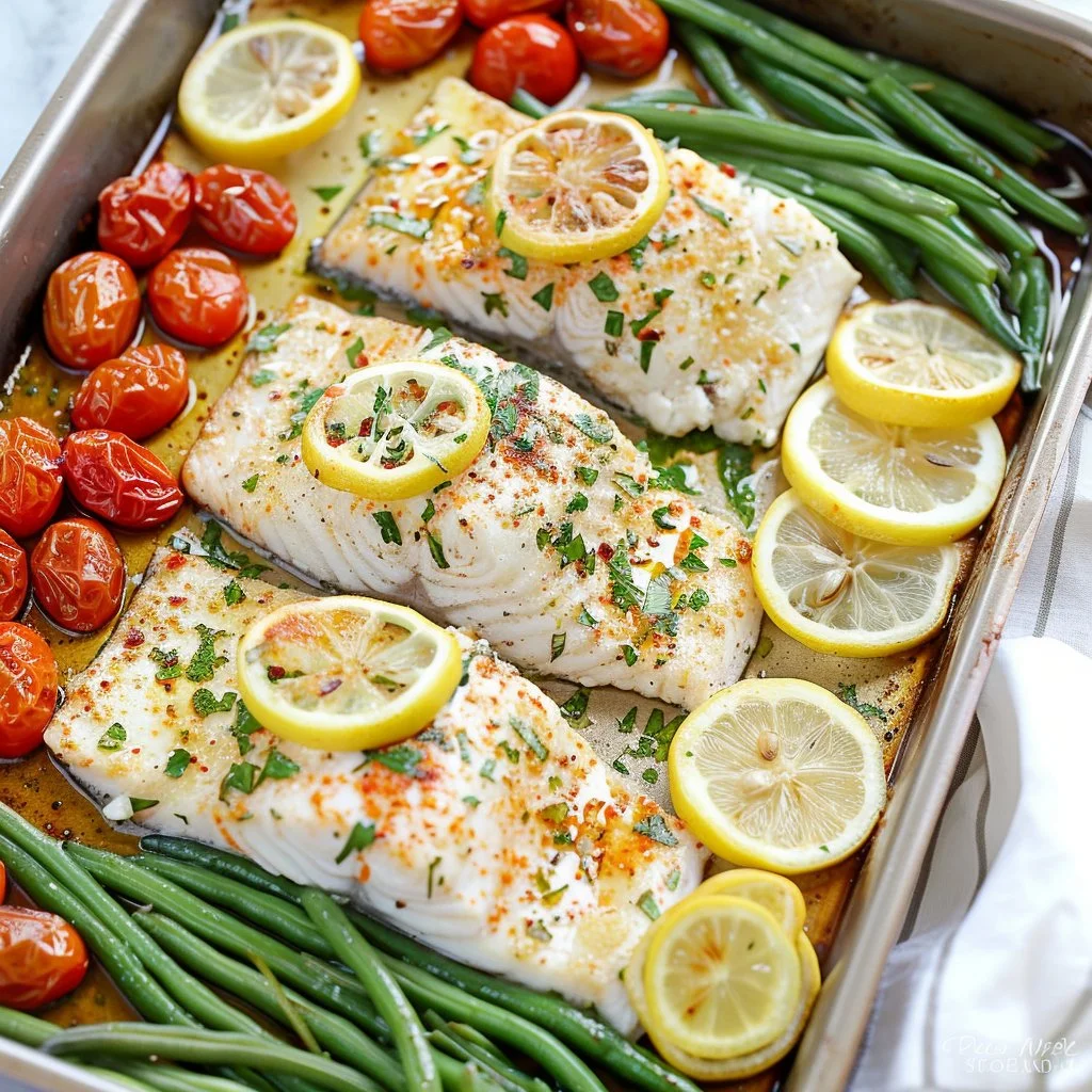 Sheet Pan Lemon Herb Tilapia with Roasted Green Beans
