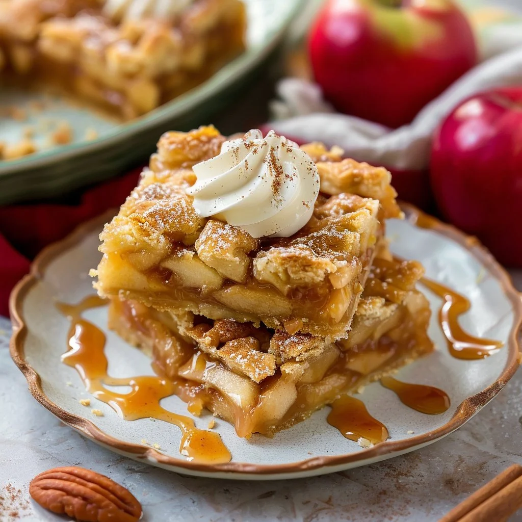 Delicious apple pie bars with a flaky crust and spiced apple filling