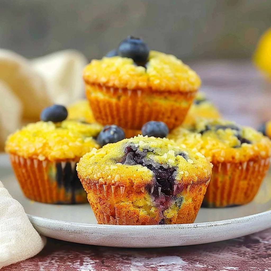 Blueberry Lemon Cornbread Muffins