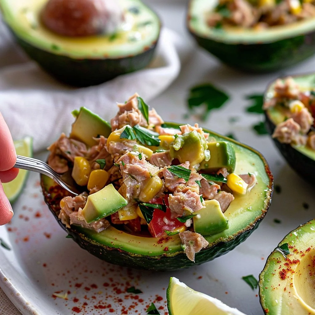 Chipotle Tuna Salad Stuffed Avocados
