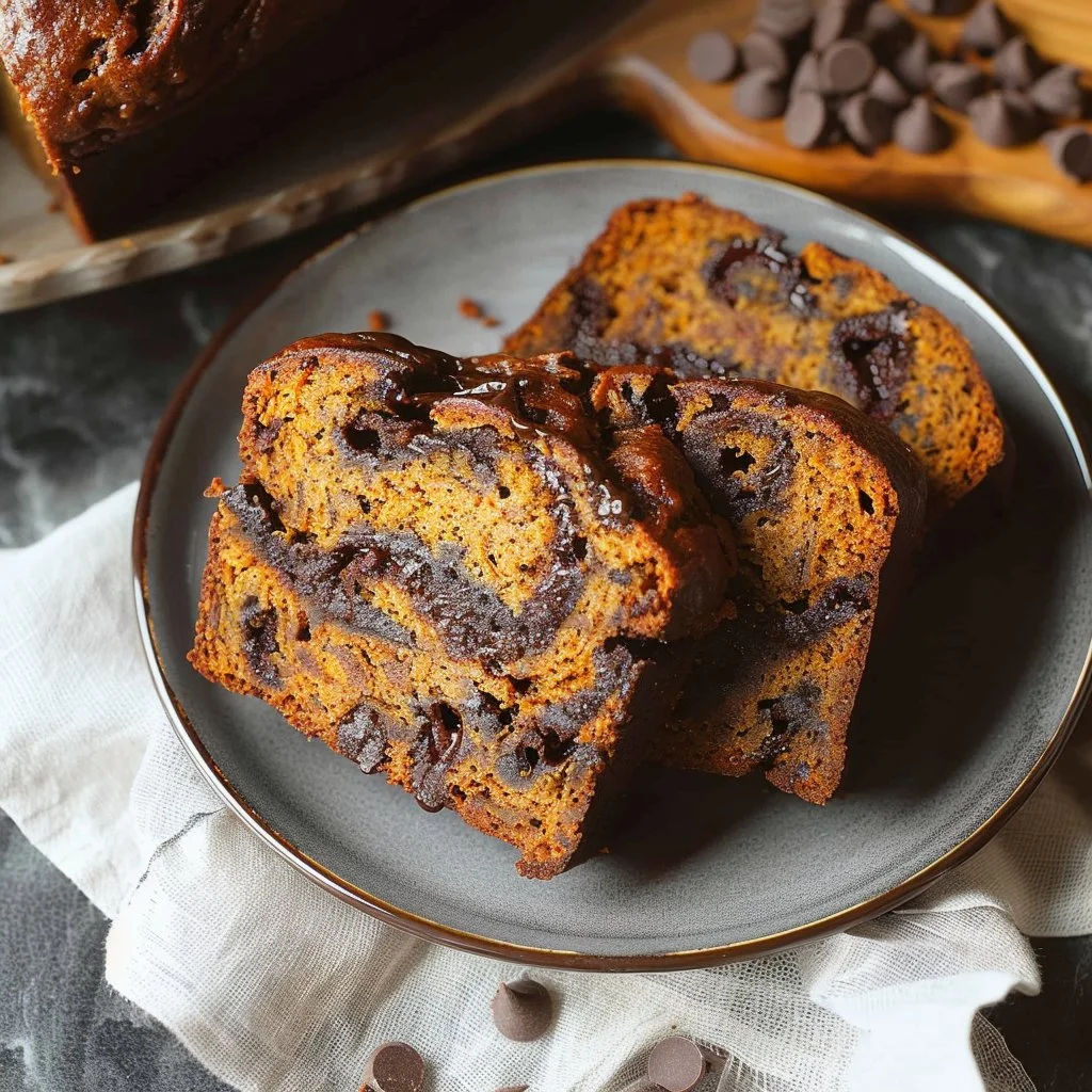 Cinnamon Swirl Pumpkin Bread with Chocolate Chips