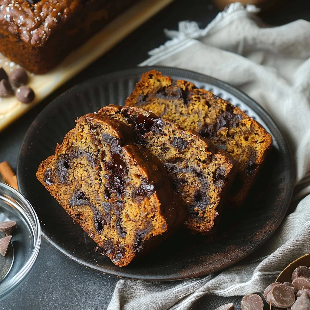 Cinnamon Swirl Pumpkin Bread with Chocolate Chips