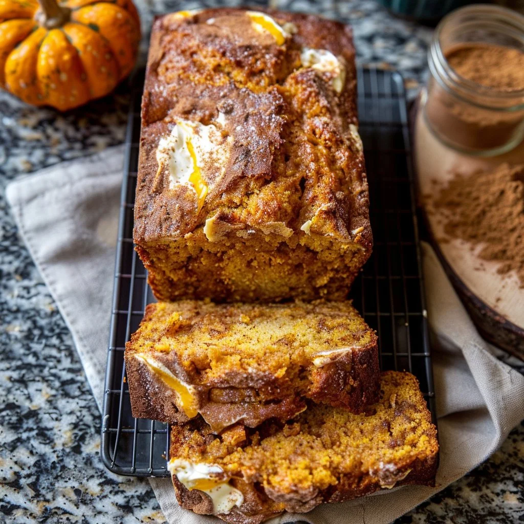 Cream Cheese Swirled Cinnamon Pumpkin Butter Bread