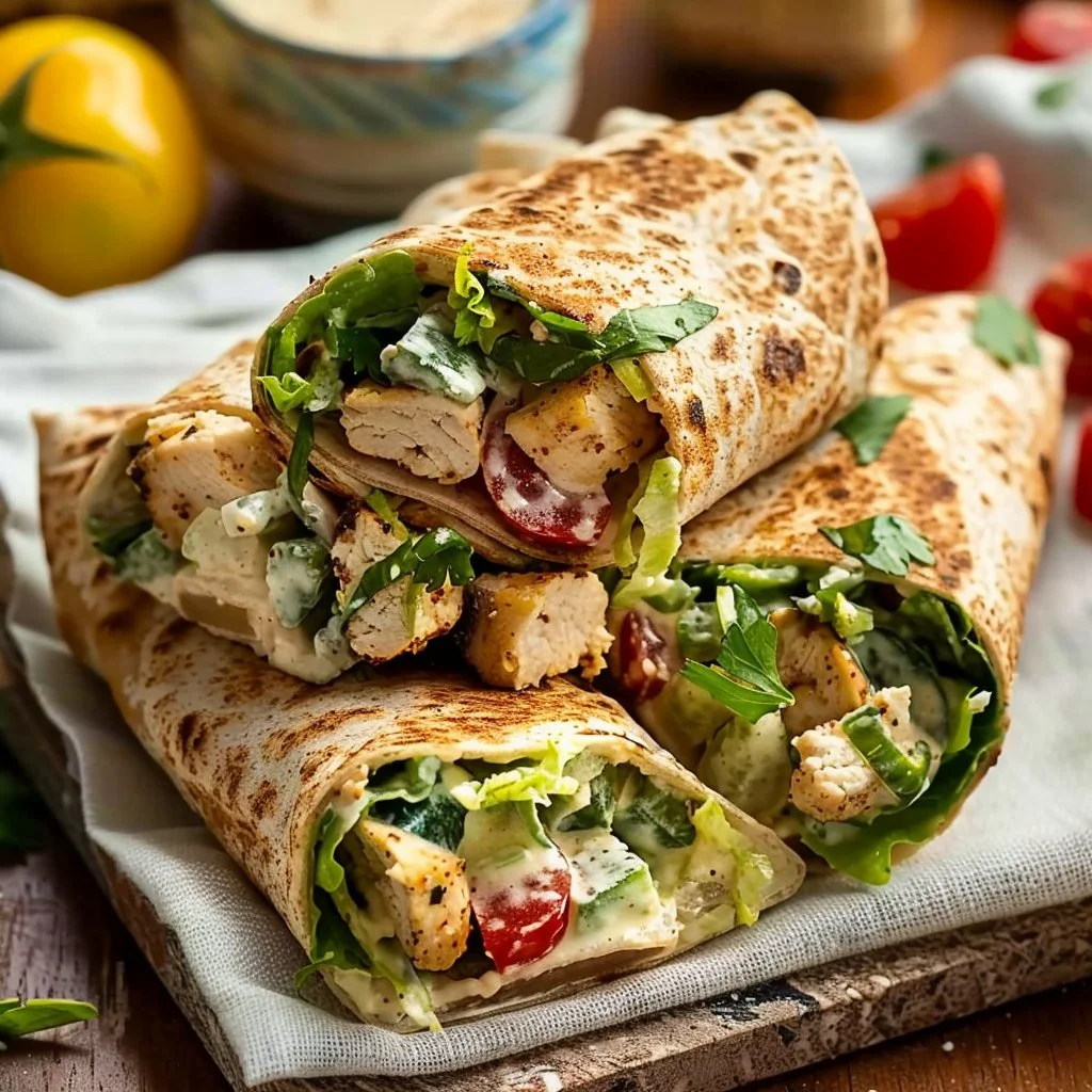 Creamy Chicken Caesar Salad Wraps