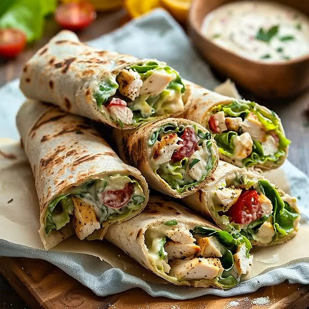 Creamy Chicken Caesar Salad Wraps