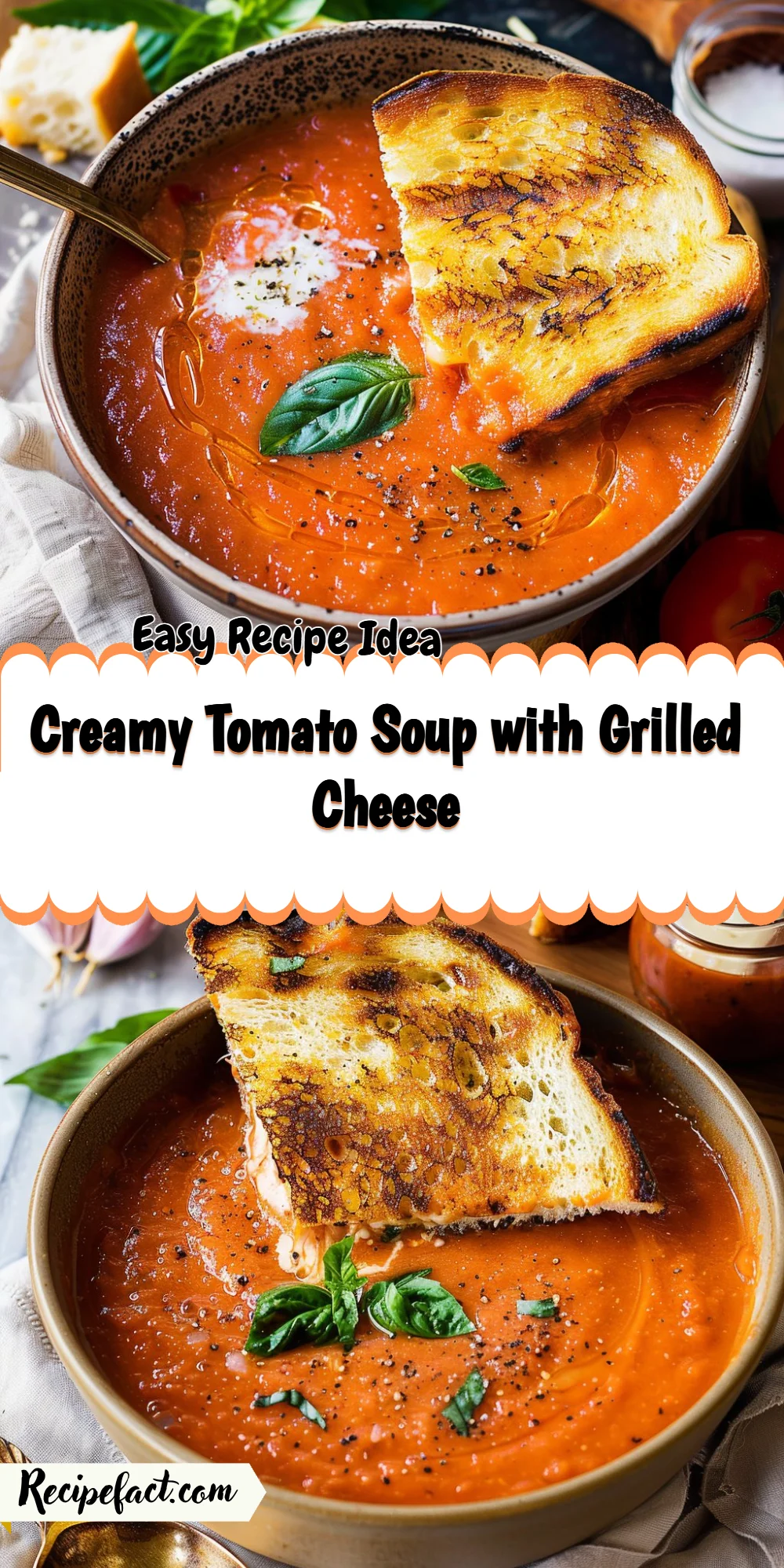 Creamy Tomato Soup with Grilled Cheese