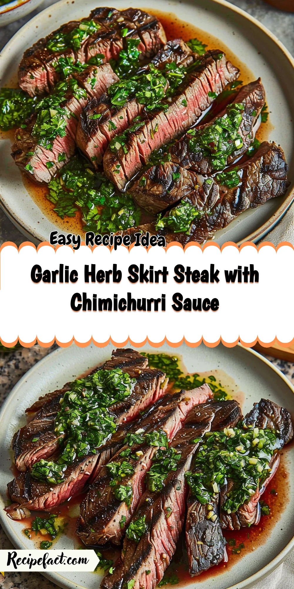 Garlic Herb Skirt Steak with Chimichurri Sauce